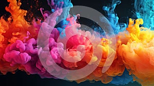 Abstract Art of floating Liquid Smoke Rainbow Colored Background AI Generative