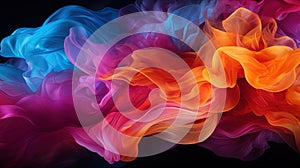 Abstract Art of floating Liquid Smoke Rainbow Colored Background AI Generative