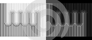 Abstract art geometric background with lines. Optical illusion with waves. Black shape on a white background and the same white