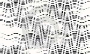 Abstract art geometric background with waving lines. Black and white dynamic design