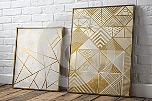 Abstract art golden texture geometric hand drawing photo