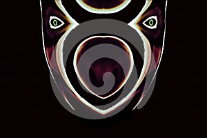 Abstract Art: Green Eyes With Big Nose - Tribal Warrior Mask