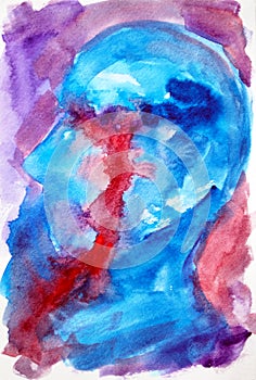 Abstract art human crying mental health spiritual mind healing watercolor painting illustration design drawing