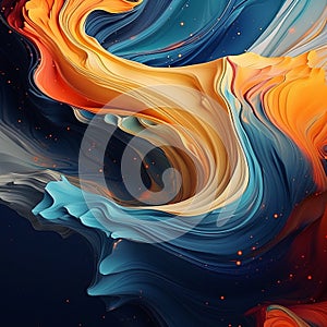 Abstract Art Image With Swirling Red, Orange, And Blue Colors