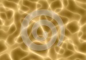 Abstract art light brown color background with wavy neon golden lines. Backdrop with curve shiny beige ornate