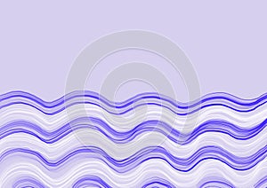 Abstract art light violet background with white and blue colors wavy lines and copy space. Gray backdrop with ornate