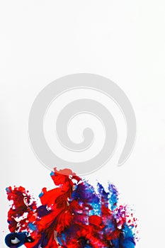 Abstract art, mix of bright red and blue colors.
