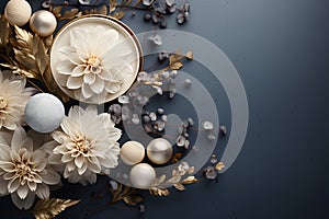 Abstract art mockup background Luxury minimal style wallpaper with flower art