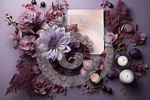 Abstract art mockup background Luxury minimal style wallpaper with flower art