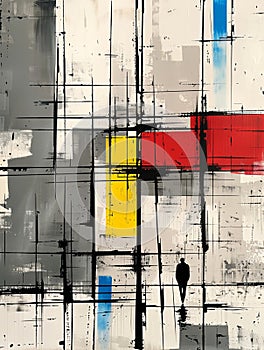Abstract art, neoplasticism, primary color, rectangle, lines, harmony, cinquecento, fashion art photo