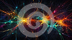 Intricate web of neural networks: abstract image featuring nodes and synaptic patterns - AI generated
