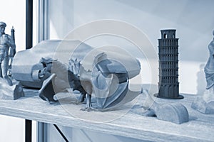 Abstract art objects prototype models printed 3D printer from polyamide powder