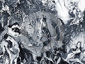 Abstract art painting, black and white creative hand painted background, marble texture
