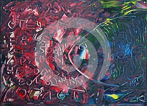 Abstract art painting about Fish and the USSR anthem