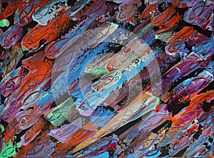 Abstract art painting of the fishes