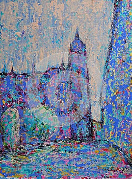 Abstract art painting of Salamanca church