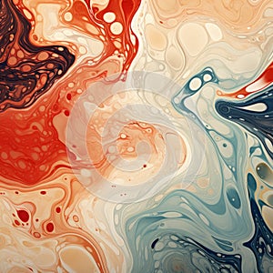 Marbled 3d Wallpaper With Swirls Of Liquid In Light White And Dark Orange