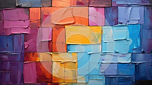 Abstract Art Rainbow Pride Colors Painted with Oil Paints Blocks on Canvas Background