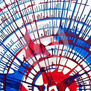 Abstract Art of Splattered Blue and Red Paint