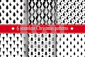 Abstract art vector background. Christmas tree seamless pattern in modern geometry style.