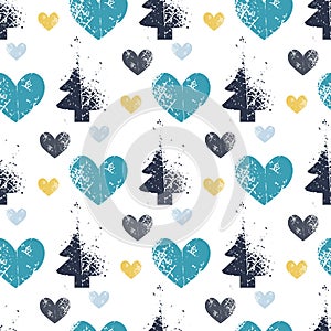 Abstract art vector background. Christmas tree seamless pattern