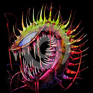 Abstract Art - Venus Flytrap: Nature's Fanged Predator