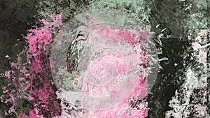 Abstract art work with pink and green splashes
