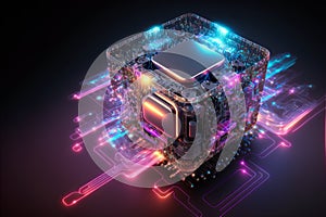 Abstract artificial intelligence central processing unit. generative ai