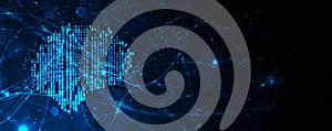 Abstract Artificial intelligence. Cloud computing. Machine learning. Technology web background. Virtual concept photo
