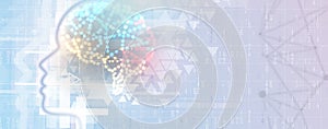 Abstract Artificial intelligence. Cloud computing. Machine learning. Technology web background. Virtual concept photo