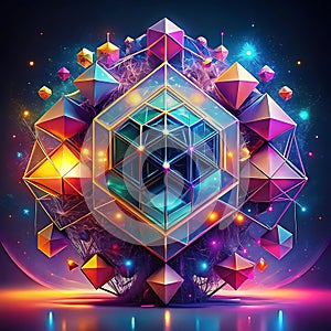 Abstract Artificial Intelligence with Neon Geometry photo