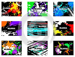 Abstract artistic Background with floral element and colorful blots. Set of abstract cards.