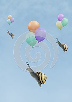 Abstract artistic illustration of how snail mail evolved into the cloud photo