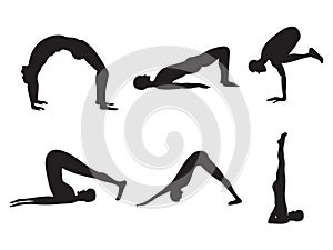 Abstract artistic multiple yoga silhouette