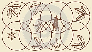 Abstract artistic pattern with silhouetted dancing figures, vector design Generative AI