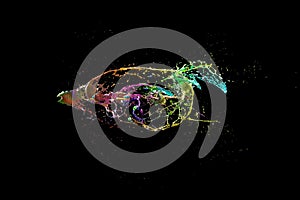 Abstract artistic render of a series of shapes formed by splashes of different color photo