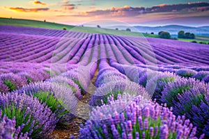 An abstract view of lavender fields