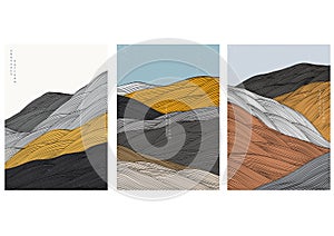 Abstract arts background with Art landscape vector. Natural mountain template illustration