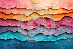 Abstract Artwork with Colorful Paper Strips Resembling a Vibrant Topographic Map