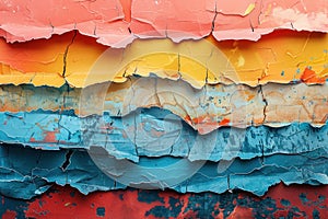 Abstract Artwork with Colorful Paper Strips Resembling a Vibrant Topographic Map