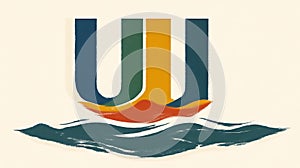 Abstract Artwork Depicting A Boat On Waves