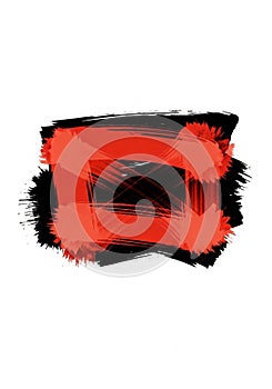 Abstract artwork featuring bold, overlapping brushstrokes in red