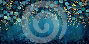 A mesmerizing abstract painting with a mix of blue and gold