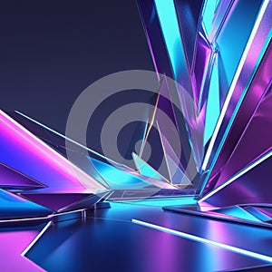 Abstract artwork featuring sharp, angular shapes with a reflective surface.