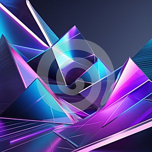 Abstract artwork featuring sharp, angular shapes with a reflective surface.