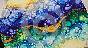 Abstract artwork featuring a vibrant composition