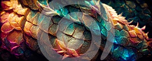 Abstract artwork of the magic dragon skin. Magic and power concept. Generative AI