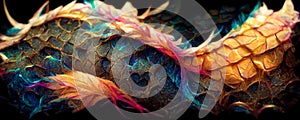 Abstract artwork of the magic dragon skin. Magic and power concept. Generative AI