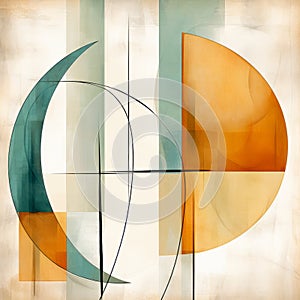 Abstract Artwork With Orange And Aqua Colors In Golden Ratio Style