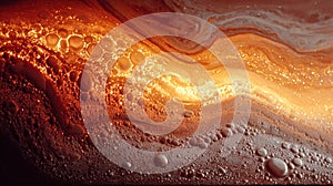 This abstract artwork showcases mesmerizing liquid textures and warm, earthy tones.